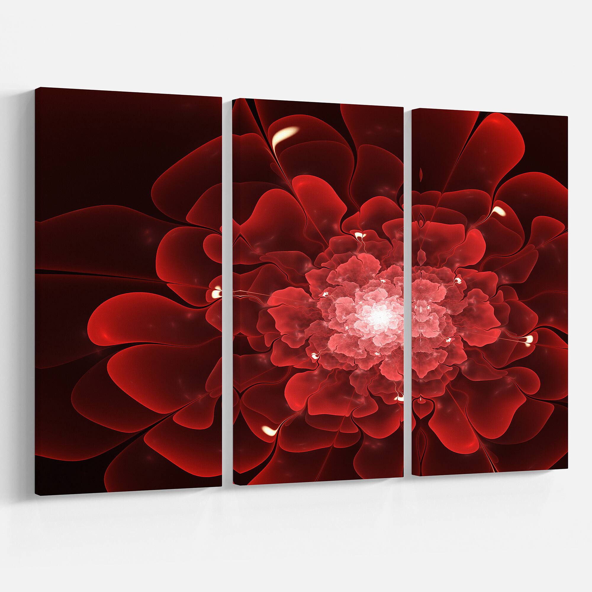 Designart - Fractal Flower Clear Red Digital Art
